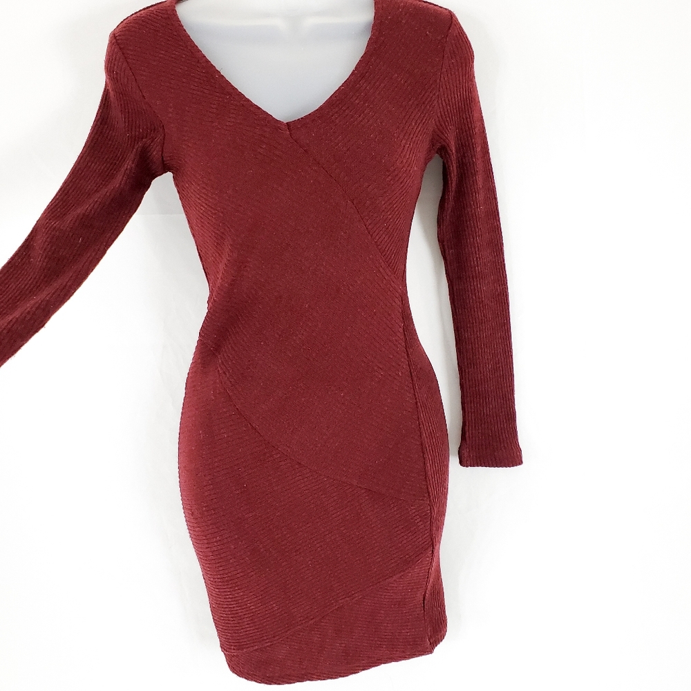 MNG Mango Maroon Red Bodycon Dress Size XXS